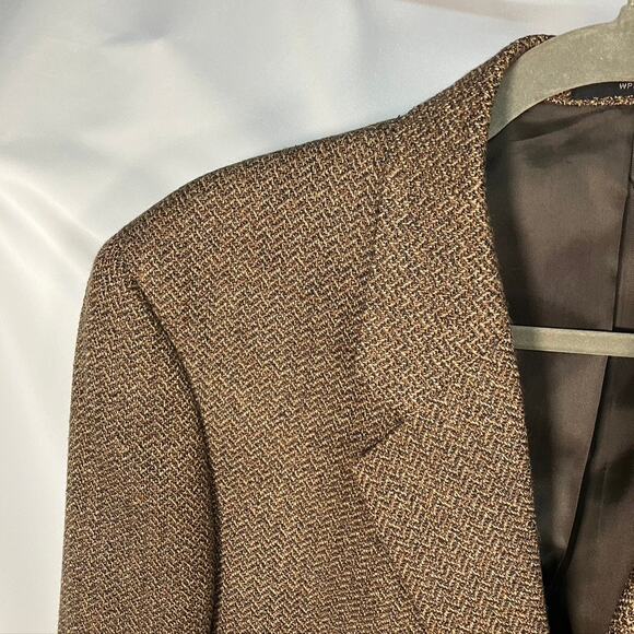 Vintage Club Room Mens 41R Brown Tweed Blazer Suit Jacket Wool Silk Alpaca Blend - Picture 3 of 16